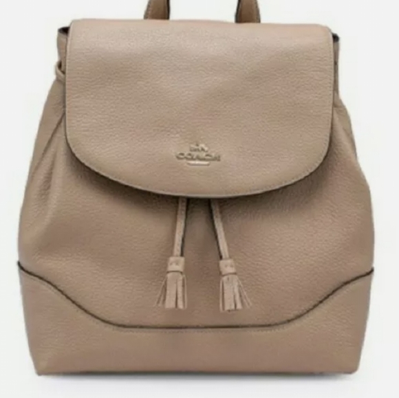 Coach Leather Elle Backpack Purse Taupe 